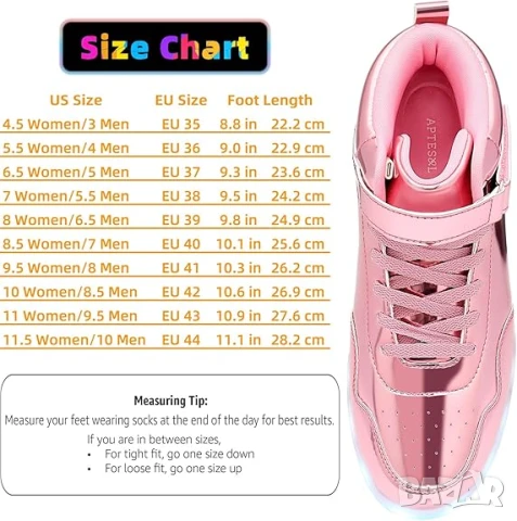 Дамски обувки с LED подсветка, снимка 7 - Маратонки - 50909772