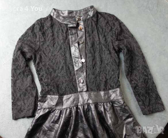 S/M черна къса рокля с дантела и кожа, снимка 3 - Рокли - 40272006
