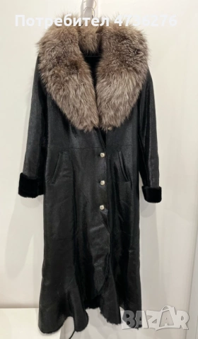 Дълго кожено палто Leonardo Classic – естествена кожа и лисица, снимка 2 - Палта, манта - 53458221