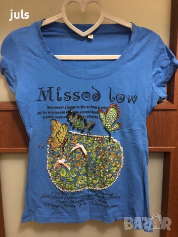 Тениска с камъчета и красива апликация