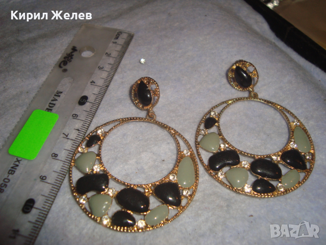 ЕФЕКТНИ ЗЛАТИСТИ КРИСТАЛНИ АРТ ОБЕЦИ с ЕМАЙЛ-ЛАК 4267, снимка 6 - Обеци - 36540531