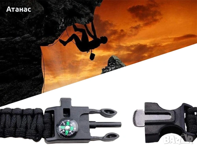 Тактическа гривна за оцеляване 5-в-1 - Вашият спасителен комплект на китката, снимка 4 - Палатки - 53427927
