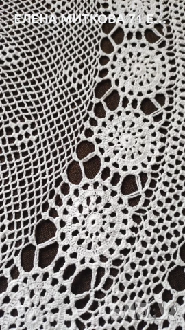 Покривка за маса кръгла 165 см диаметър плетена на една кука памук, снимка 4 - Покривки за маси - 51303132