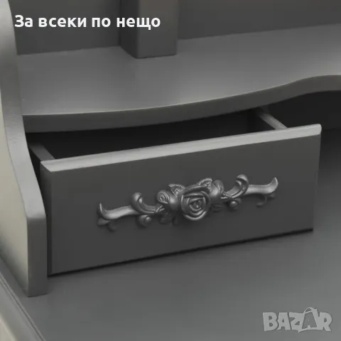 Комплект тоалетка с табуретка, сив, 75x69x140 см, пауловния Код P458, снимка 5 - Тоалетки - 50063089