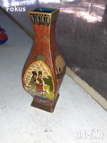 Малка стара вазичка Клоазоне cloisonne, снимка 3 - Антикварни и старинни предмети - 53457054