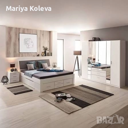 ПРОДАВАМ бяло легло с ракла и чекмеджета, снимка 4 - Спални и легла - 51782303