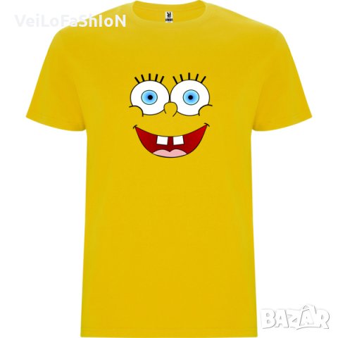 Нова мъжка тениска Спондж боб (SpongeBob) в жълт цвят