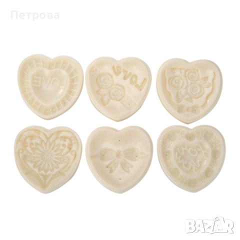 Преса за сладки с пълнеж „Сърца“ - 6 приставки, снимка 6 - Форми - 27380496