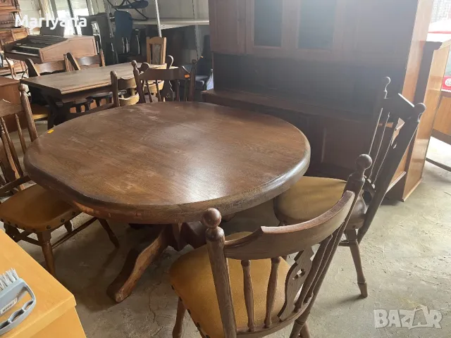 Трапезни столове 4 броя - дърво и кожа, снимка 3 - Столове - 50005539