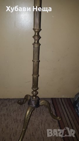 Лампа - стара с кожен абажур и реснички , снимка 5 - Антикварни и старинни предмети - 17534192