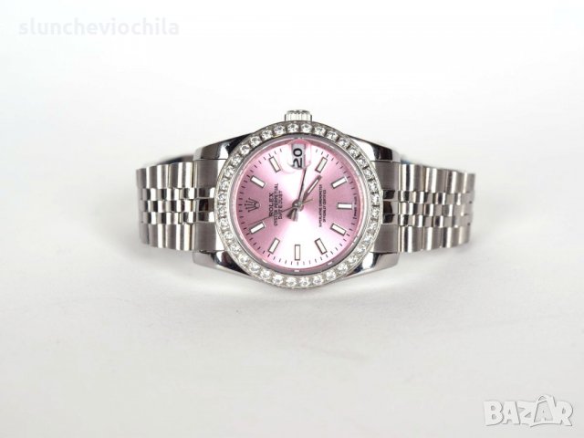 Rolex Datejust Pink Dial Diamond Bezel Часовник, снимка 3 - Дамски - 32581845