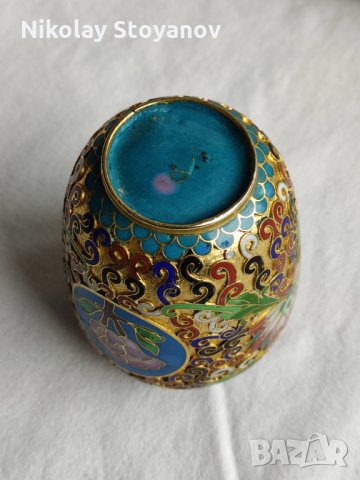 Вазичка с цветен емайл , снимка 4 - Вази - 32893756
