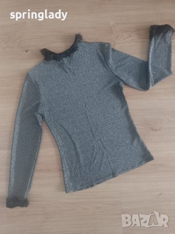 Бляскава/ блестяща блуза , снимка 2 - Блузи с дълъг ръкав и пуловери - 43437266