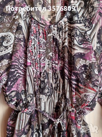 Красива, елегантна, прозрачна блуза, с три четвърти ръкав, в розова щампа , снимка 15 - Блузи с дълъг ръкав и пуловери - 39568498
