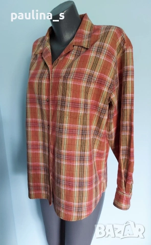 Два броя / Дамска маркова риза в каре / памук и лен, снимка 11 - Ризи - 36505846