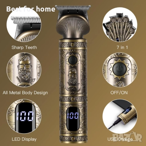 Машинка за подстригване Surker за мъже, комплект 7 в 1 с 9  гребена, снимка 8 - Машинки за подстригване - 51759451