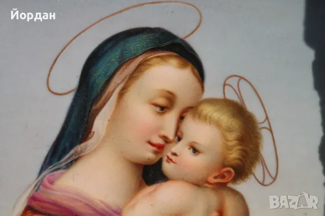 Европейска Икона рисувана върху порцелан, снимка 2 - Антикварни и старинни предмети - 47853887