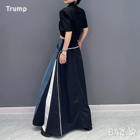 Пола, екстравагантна, комбинация деним с шушляк, снимка 3 - Поли - 52285564