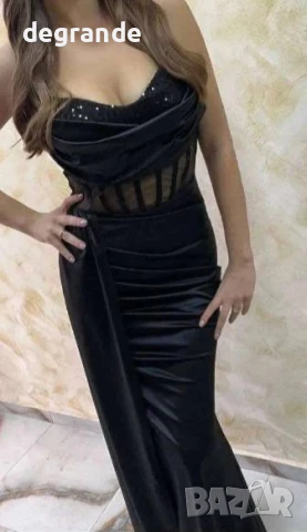 Сатенена дамска рокля в цвят Циклама и Черно, снимка 7 - Рокли - 51322628