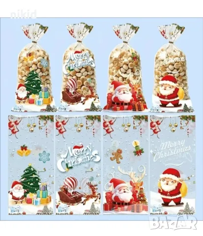 10 бр Дядо Коледа Коледни подаръчни торбички големи опаковъчни пликчета дребни сладки ръчна подарък