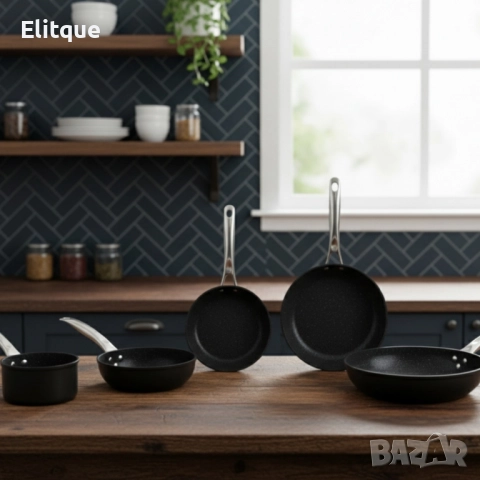 Премиум комплект мраморни тигани и касерола Voltz – незалепваща мощ за всеки ден, снимка 2 - Съдове за готвене - 52545510