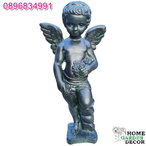 Статуя градинска фигура ангел от бетон черен цвят, снимка 1 - Градински мебели, декорация  - 40694870