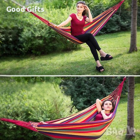 Единичен Хамак , 80х200 см, разноцветен памук + калъф за съхранение, снимка 5 - Други стоки за дома - 38097116