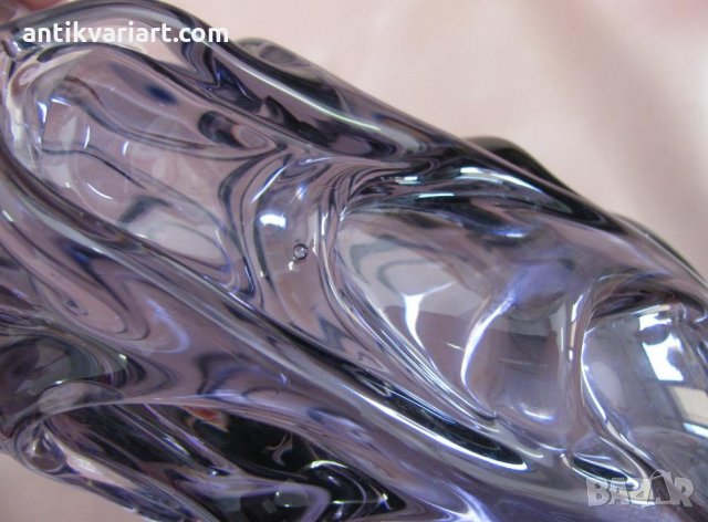 Стара Мурано Кристално Стъкло масивна виолетова Ваза, снимка 8 - Антикварни и старинни предмети - 27621105