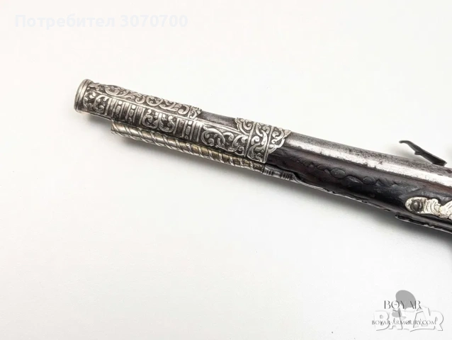 Автентичен османски сребърен кремъчен пищов, снимка 4 - Антикварни и старинни предмети - 53499904