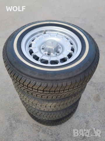 Mercedes W123 original алуминиеви джанти с гуми 205/70 R14 от германия, снимка 7 - Гуми и джанти - 52930536