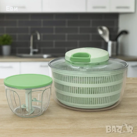 Мултифункционален уред 2в1 Oliver Voltz  – центрофуга и чопър, 4 л купа, снимка 5 - Аксесоари за кухня - 51377254