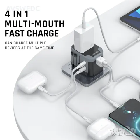 Универсален адаптер за пътуване JELLICO S3 3.4A Max 2400W, снимка 4 - Оригинални зарядни - 48470107