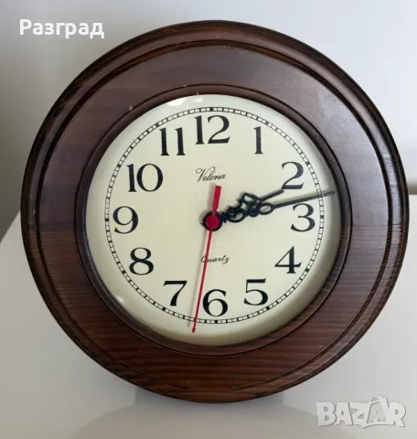 Винтидж дървен часовник с кварцов механизъм, снимка 5 - Стенни часовници - 47713446