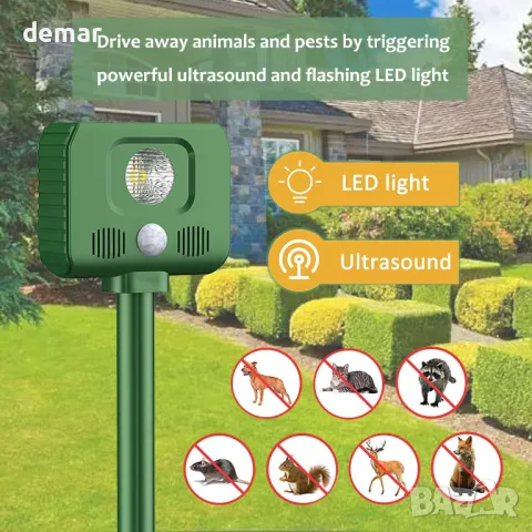 AILEDA Соларен ултразвуков репелент за животни, снимка 3 - Други стоки за дома - 49790737