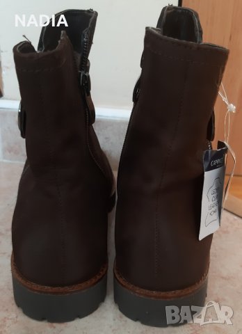 Кафяви боти естествен набук, снимка 4 - Дамски боти - 27734631
