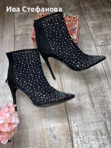 Дамски елегантни официални боти Shoe Aquarium с камъни блестящи , снимка 7 - Дамски елегантни обувки - 39070890