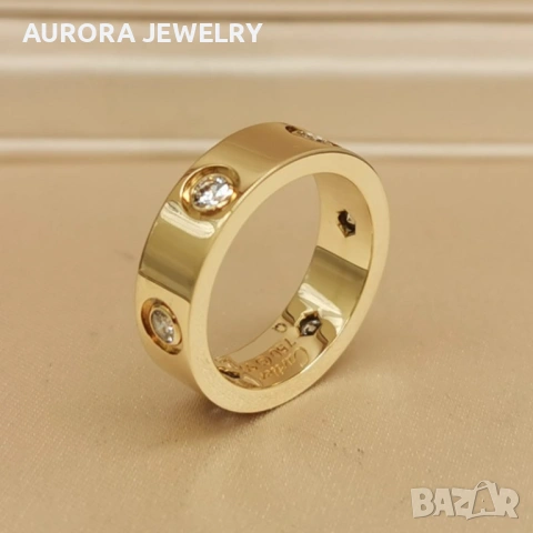 CARTIER Love Gold 6 Diamonds Classic Model Пръстен, снимка 8 - Пръстени - 53006676