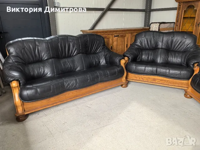 Комплект дивани - Естествена кожа, снимка 13 - Дивани и мека мебел - 49338615