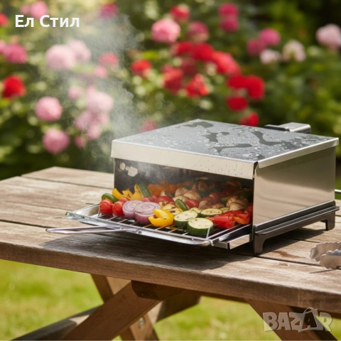Бездимна електрическа скара OV51015P – 1200W мощност, незалепващо покритие, снимка 6 - Скари - 53574268