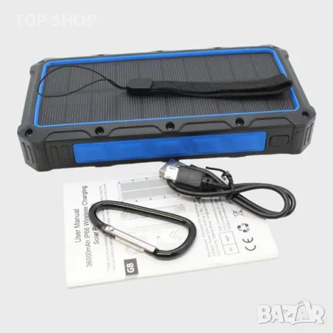 Мощна соларна батерия Solar Power Bank 36000mAh DJROLL  Qi, снимка 3 - Външни батерии - 48648416