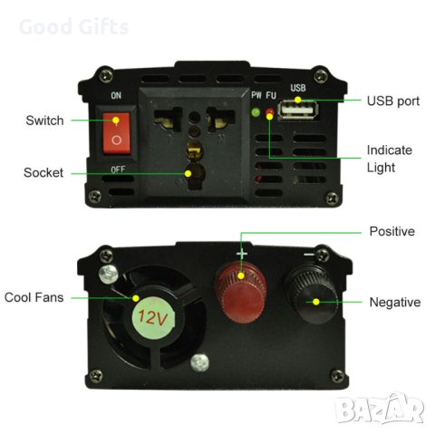 Инвертор на напрежение, UKC, 12V / 24V 220V, мощност 2000W, снимка 3 - Друга електроника - 42990337