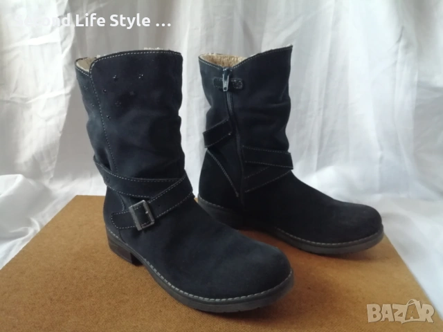 Lurchi № 38 дамски боти естествен велур в син цвят, снимка 8 - Дамски боти - 53138099
