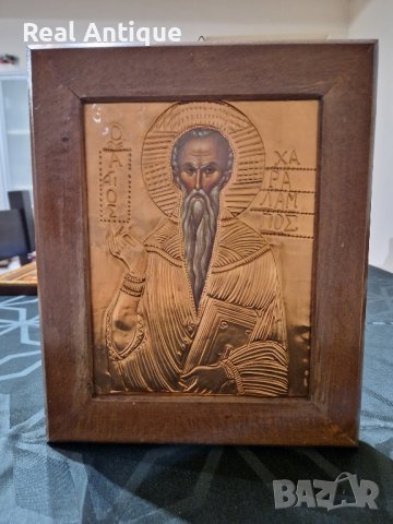 Уникална стара антикварна икона с меден обков , снимка 6 - Антикварни и старинни предмети - 43170063