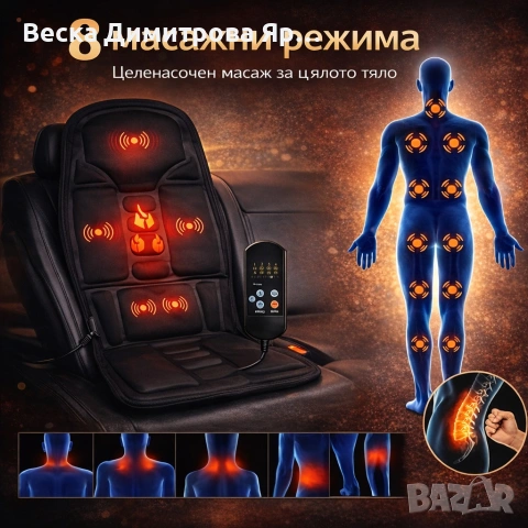Масажна седалка с подгряване – комфорт и облекчение за тяло, което е уморено от седене, снимка 2 - Масажори - 53010924