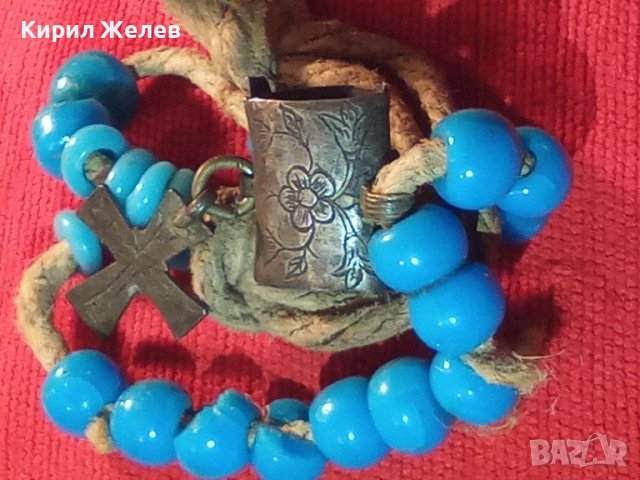 УНИКАЛНО РЯДКА СТАРИННА ХРИСТИЯНСКА БРОЕНИЦА ЦВЕТНО СТЪКЛО САЧАН БРОНЗ - РЪЧНО ОРНАМЕНТИРАНИ 27865