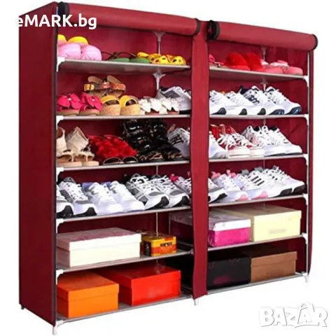 Етажерка органайзер притежаваща 12 реда за съхранение на обувки съставена от невълнен водоустойчив м, снимка 1