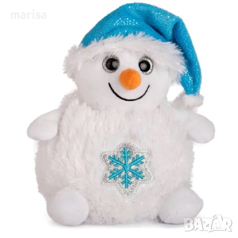 Плюшена играчка Снежко със синя снежинка и шапка Код: 10657-1