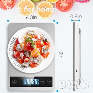 Акумулаторна кухненска везна 15 кг Лед с иноксово покритие, снимка 11 - Електронни везни - 43924833