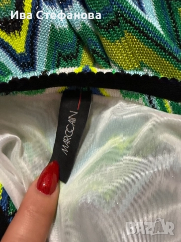 Нова уникална маркова вискоза 100 % оригинал зелена елегантна пола миди midi дължина Marccain, снимка 3 - Поли - 52511775