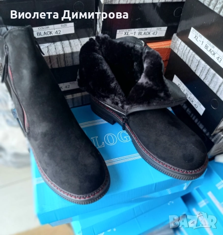 Черни дамски велурени боти , снимка 2 - Дамски боти - 52278252